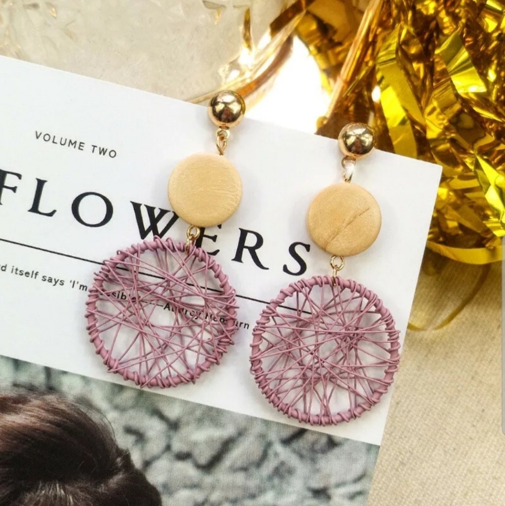 Pretty Pink New Handmade Circular Dangle Earrings♡